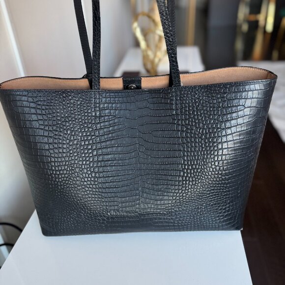 Jimmy Choo Black Croc Embossed Leather Tote - Picture 16 of 16